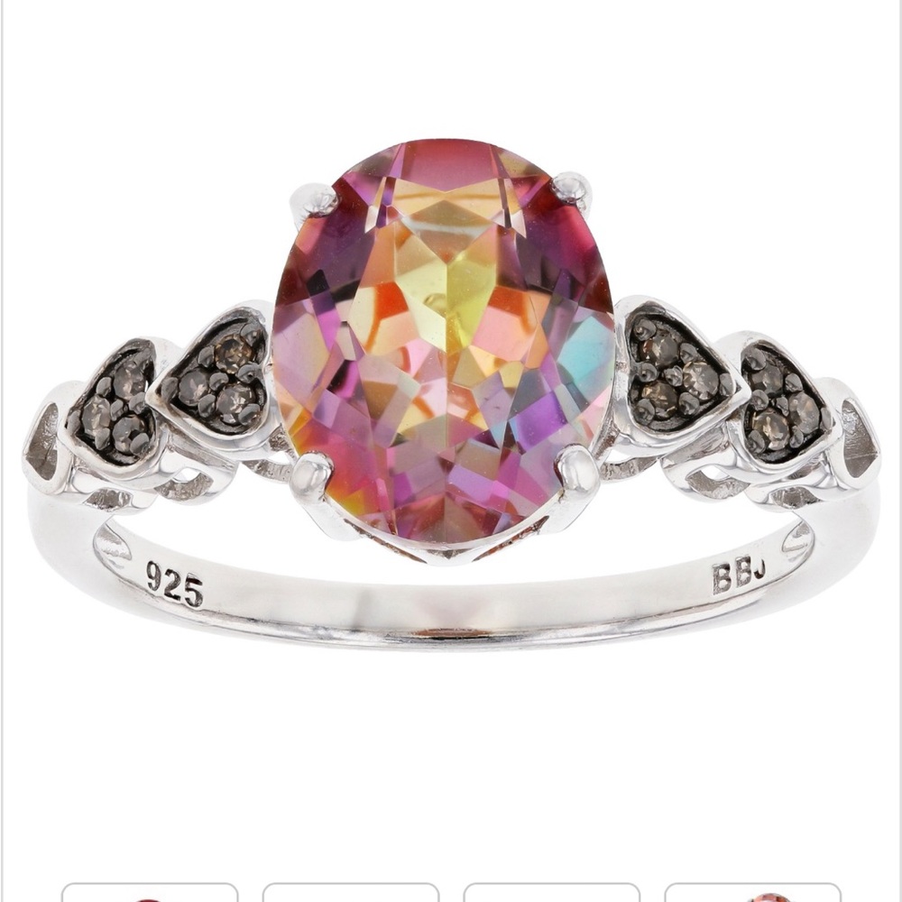 ISO Multi-Color Northern Lights Quartz Rhodium Over Sterling Silver Ring…
